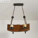 GobekUsa Rustic Wood Island Pendant Light with 4 Bulbs for Restaurants - Brown