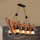 GobekUsa Industrial Black Lantern Pendant Light with Clear Glass Shades - 4-Bulb Fixture for Dining Room or Kitchen Island