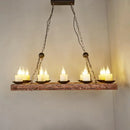 GobekUsa Brown Wood Candelabra Pendant Light for Dining Room - Island Hanging Lamp Kit