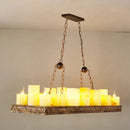 GobekUsa Brown Wood Candelabra Pendant Light for Dining Room - Island Hanging Lamp Kit