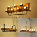 GobekUsa Brown Wood Candelabra Pendant Light for Dining Room - Island Hanging Lamp Kit