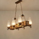 GobekUsa Brown Wood Candelabra Pendant Light for Dining Room - Island Hanging Lamp Kit