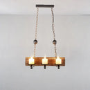 GobekUsa Brown Wood Candelabra Pendant Light for Dining Room - Island Hanging Lamp Kit