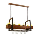 GobekUsa Brown Wood Candelabra Pendant Light for Dining Room - Island Hanging Lamp Kit