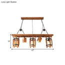 GobekUsa Rustic 5-Light Farmhouse Pendant with Wood Cylinder Frame - Grey/Brown
