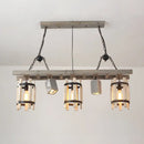 GobekUsa Rustic 5-Light Farmhouse Pendant with Wood Cylinder Frame - Grey/Brown