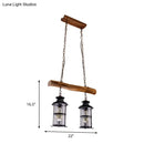 GobekUsa Nautical Clear Glass Cluster Pendant with Wood Design - Brown 2/3-Bulb Island Lighting