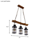 GobekUsa Nautical Clear Glass Cluster Pendant with Wood Design - Brown 2/3-Bulb Island Lighting