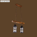 GobekUsa Nautical Clear Glass Cluster Pendant with Wood Design - Brown 2/3-Bulb Island Lighting
