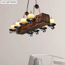 GobekUsa Rustic Marble Candle Pendant Light with Wood Design - 6/8-Light Island Hanging Lamp in Brown