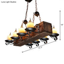 GobekUsa Rustic Marble Candle Pendant Light with Wood Design - 6/8-Light Island Hanging Lamp in Brown