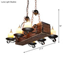 GobekUsa Rustic Marble Candle Pendant Light with Wood Design - 6/8-Light Island Hanging Lamp in Brown