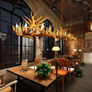 GobekUsa Deer Antler Chandelier: American Retro Resin Horn Lamps for Rustic Home Decor