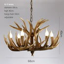 GobekUsa Deer Antler Chandelier: American Retro Resin Horn Lamps for Rustic Home Decor