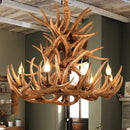GobekUsa Deer Antler Chandelier: American Retro Resin Horn Lamps for Rustic Home Decor