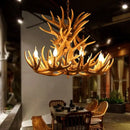 GobekUsa Deer Antler Chandelier: American Retro Resin Horn Lamps for Rustic Home Decor