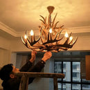 GobekUsa Deer Antler Chandelier: American Retro Resin Horn Lamps for Rustic Home Decor