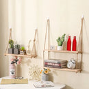 GobekUsa Rustic Wood Floating Wall Shelves - Set of 3