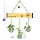 GobekUsa Glass Planter Vase with Wooden Stand for Wall Hanging Display