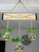 GobekUsa Glass Planter Vase with Wooden Stand for Wall Hanging Display