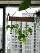 GobekUsa Glass Planter Vase with Wooden Stand for Wall Hanging Display