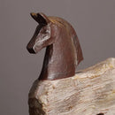GobekUsa Horse Sculpture: Handmade Wood Grain Design, Animal Figurine for Home Decor