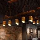GobekUsa Farmhouse Bamboo Pendant Light- Wood Linear Island Lamp with 5 Lights, Ideal for Restaurants
