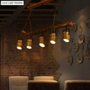 GobekUsa Farmhouse Bamboo Pendant Light- Wood Linear Island Lamp with 5 Lights, Ideal for Restaurants