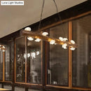 GobekUsa Rustic 12-Light Wood Hanging Lamp for Bedroom or Kitchen Island