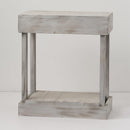 Rustic Wood Square Side Table with Shelf