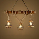 GobekUsa Sophie's Rustic 3-Light Island Pendant with Beige Hemp Rope Shade for Restaurant Suspension Light