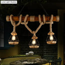 GobekUsa Sophie's Rustic 3-Light Island Pendant with Beige Hemp Rope Shade for Restaurant Suspension Light