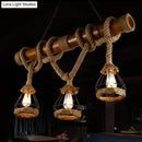 GobekUsa Sophie's Rustic 3-Light Island Pendant with Beige Hemp Rope Shade for Restaurant Suspension Light