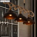 GobekUsa Sophie's Rustic 3-Light Island Pendant with Beige Hemp Rope Shade for Restaurant Suspension Light