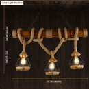 GobekUsa Sophie's Rustic 3-Light Island Pendant with Beige Hemp Rope Shade for Restaurant Suspension Light