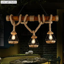 GobekUsa Sophie's Rustic 3-Light Island Pendant with Beige Hemp Rope Shade for Restaurant Suspension Light