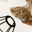 GobekUsa Sophie's Rustic 3-Light Island Pendant with Beige Hemp Rope Shade for Restaurant Suspension Light