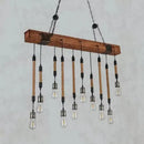 GobekUsa Rustic Island Light with Multiple Open Bulbs and Wooden Beam