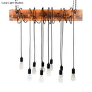 GobekUsa Rustic Metal Island Lighting with Wooden Beam - Multi Light Suspension Chandelier in Black/Antique Brass
