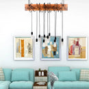 GobekUsa Rustic Metal Island Lighting with Wooden Beam - Multi Light Suspension Chandelier in Black/Antique Brass