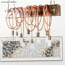 GobekUsa Rustic Metal Island Lighting with Wooden Beam - Multi Light Suspension Chandelier in Black/Antique Brass