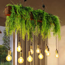 GobekUsa Bare Bulb Industrial Hanging Light with Faux Green Fern Deco - Set of 10 Bulbs