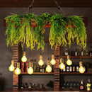 GobekUsa Bare Bulb Industrial Hanging Light with Faux Green Fern Deco - Set of 10 Bulbs