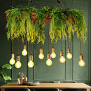 GobekUsa Bare Bulb Industrial Hanging Light with Faux Green Fern Deco - Set of 10 Bulbs