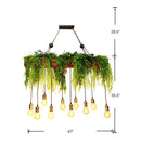 GobekUsa Bare Bulb Industrial Hanging Light with Faux Green Fern Deco - Set of 10 Bulbs