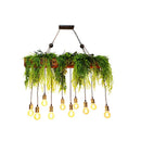 GobekUsa Bare Bulb Industrial Hanging Light with Faux Green Fern Deco - Set of 10 Bulbs