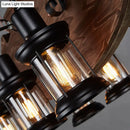GobekUsa Country Style 6-Bulb Glass Lantern Island Pendant Light with Wooden Fish Deco