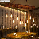 GobekUsa Stylish Linear Dining Room Island Lighting with Wooden Beam Design - Multi Light Brown Ceiling Fixture