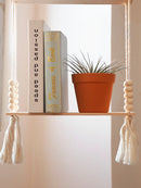 GobekUsa Rustic Wooden Wall Shelf with Hanging Plant Storage