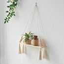 GobekUsa Rustic Wooden Wall Shelf with Hanging Plant Storage